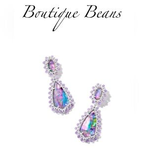 Kendra Scott Beaded Camry Silver Statement Earrings in Pastel Mix; NWT